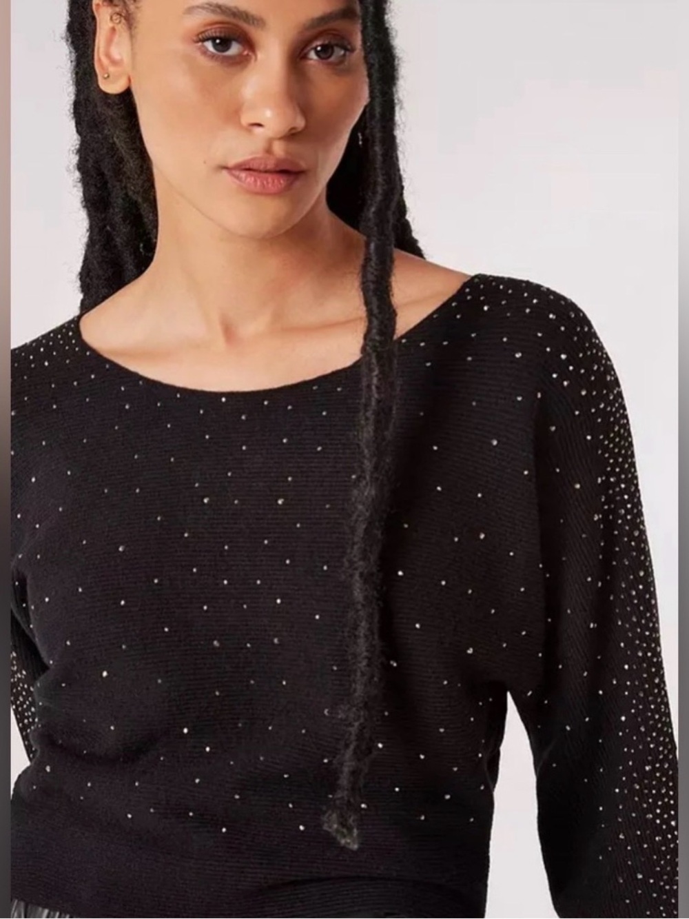 APRICOT Black Embellished Scoop Neck Sweater